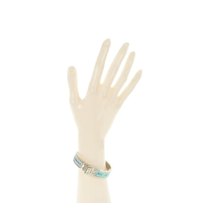 Hermes Enamel Printed Narrow Manufacture de Boucleries Hinged Bracelet S Pollen Azur 2 of 6