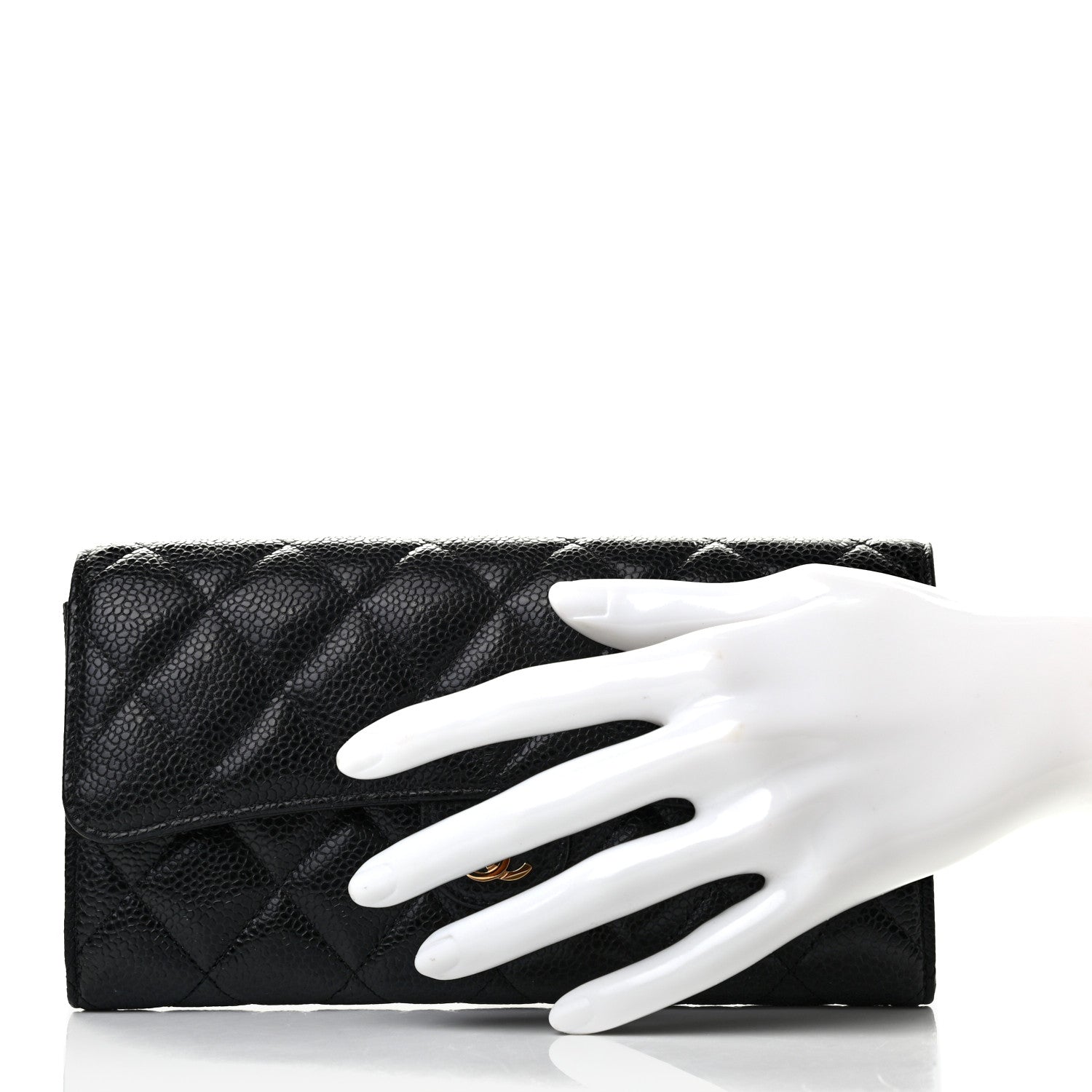 Chanel Caviar Quilted Large Gusset Flap Wallet Black 2 of 10