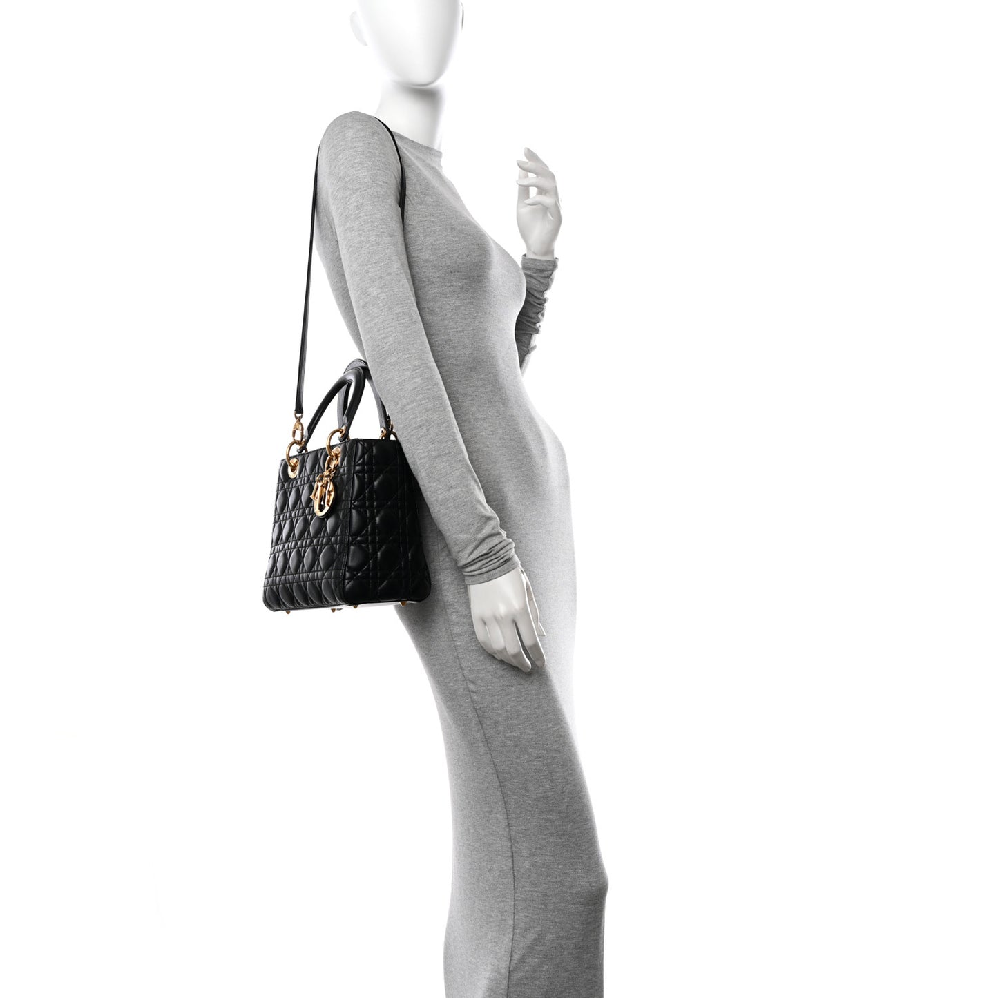 Lambskin Cannage Medium Lady Dior Black