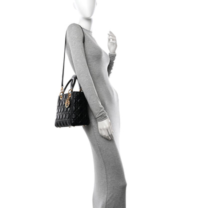 Christian Dior Lambskin Cannage Medium Lady Dior Black 2 of 12