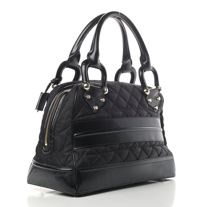 Burberry Calfskin Nylon Quilted Manor Top Handle Bag Black 2 of 5