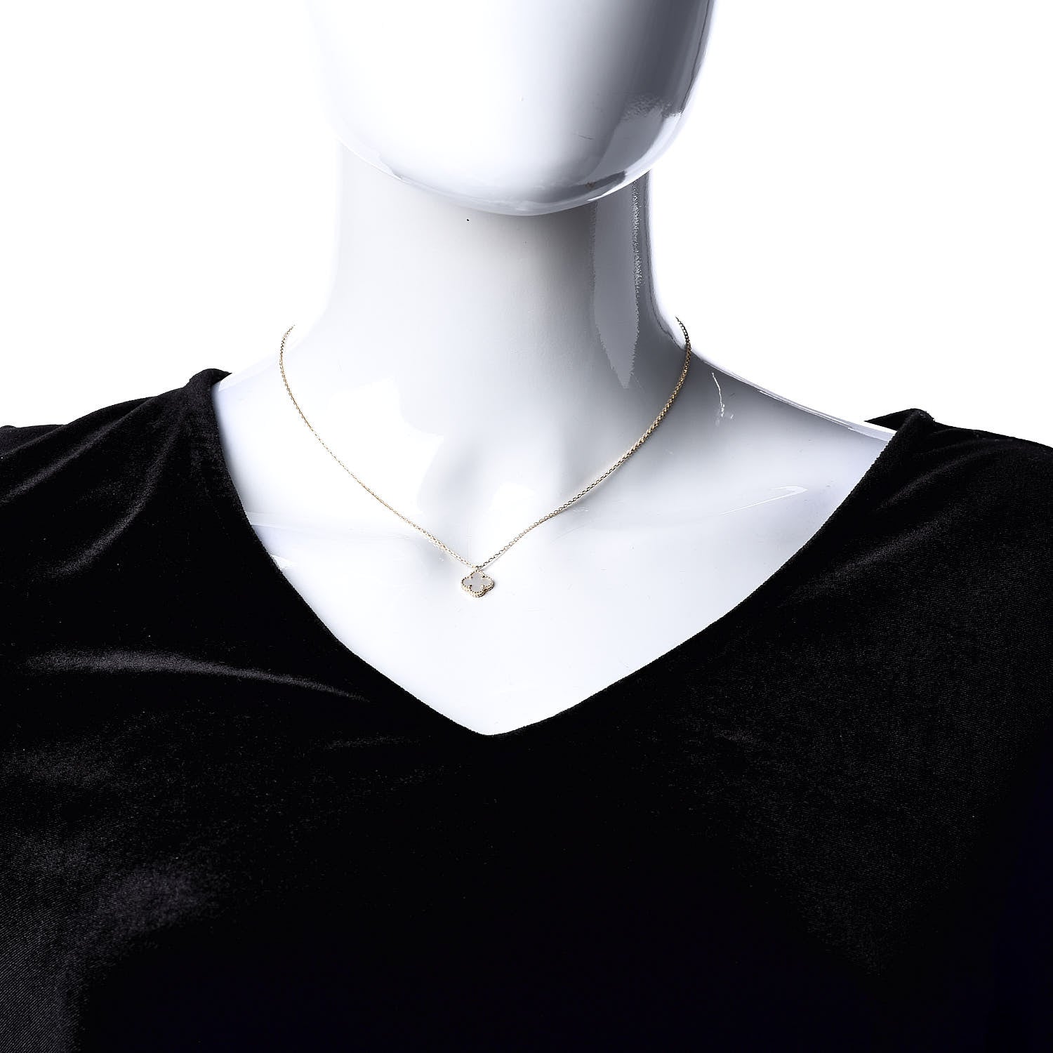 Van Cleef & Arpels 18K Yellow Gold Mother of Pearl Sweet Alhambra Pendant Necklace 2 of 7