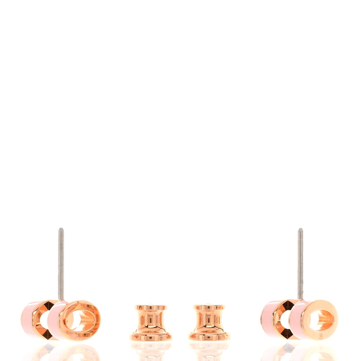 Hermes Gold Lacquered Mini Pop H Earrings Rose Dragee 3 of 6