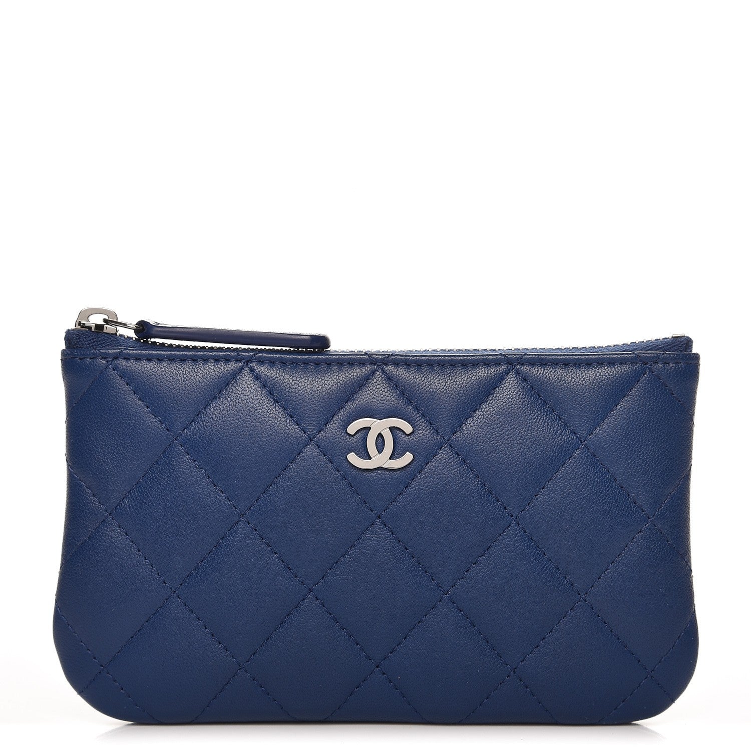 Chanel Lambskin Quilted Coin Purse Case Navy 1 of 8
