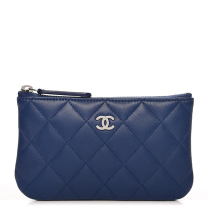 Chanel Lambskin Quilted Coin Purse Case Navy 1 of 8