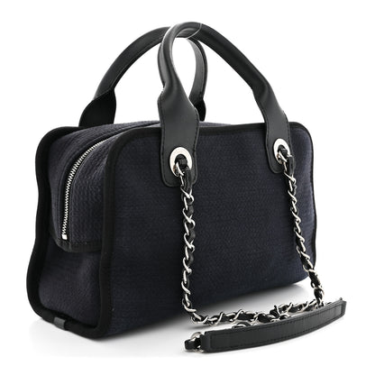 Chanel Mixed Fibers Deauville Bowling Bag Black 3 of 11