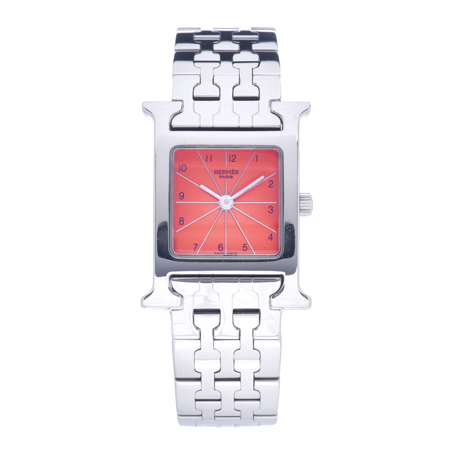 Hermes Stainless Steel 21mm Heure H Hour Quartz Watch Orange 1 of 6