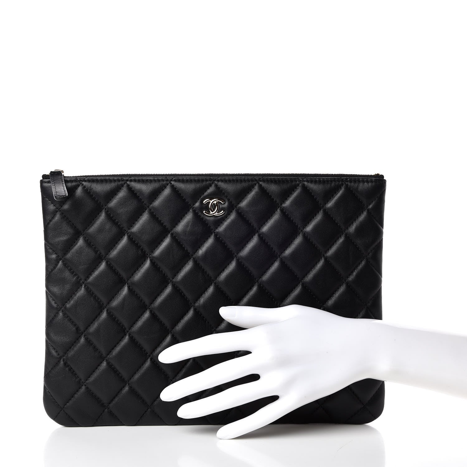 Chanel Lambskin Quilted Medium Cosmetic Case Black 2 of 10