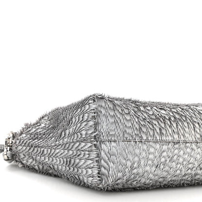 Loewe Metallic Nappa Calfskin Fringed Medium Chain Flamenco Knot Purse Silver 9 of 12