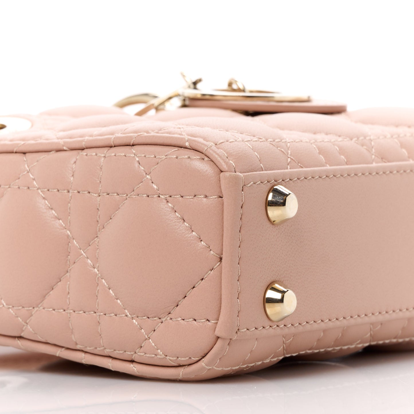 Lambskin Cannage Micro Lady Dior Rose Des Vents