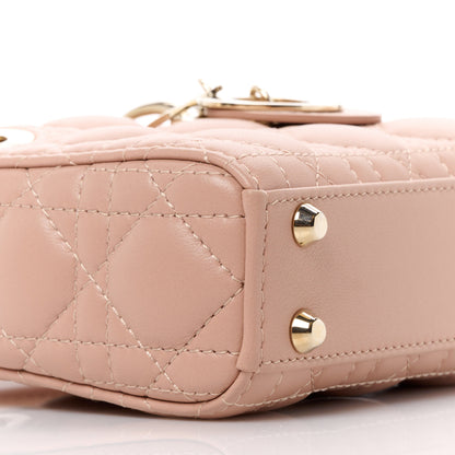 Christian Dior Lambskin Cannage Micro Lady Dior Rose Des Vents 10 of 11