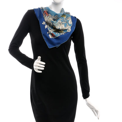 Gucci Silk Twill Wondergardenia Square Scarf Bluette 3 of 5