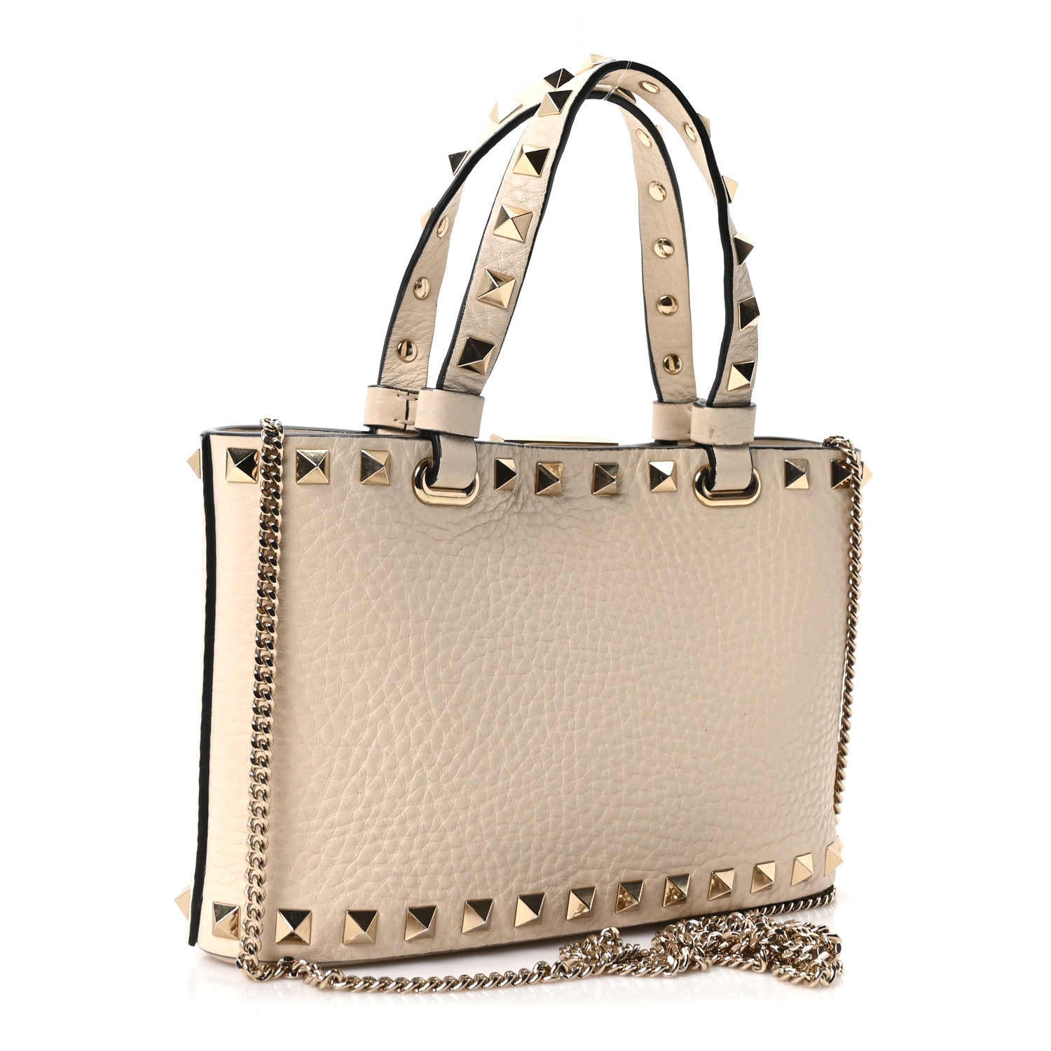 Valentino Garavani Grainy Calfskin Mini Rockstud Flip Lock Tote Ivory 3 of 9