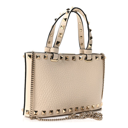 Valentino Garavani Grainy Calfskin Mini Rockstud Flip Lock Tote Ivory 3 of 9