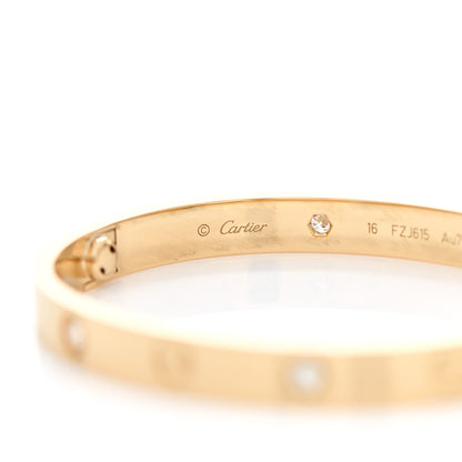 Cartier 18K Yellow Gold 4 Diamond LOVE Bracelet 16 4 of 6