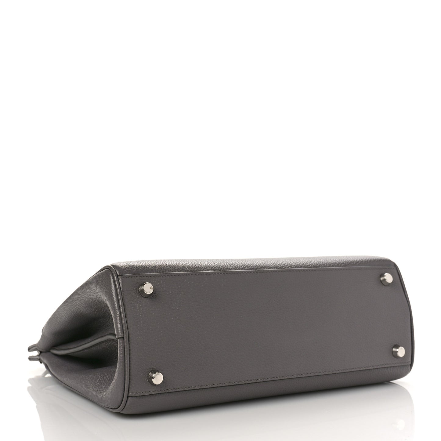 Grainy Calfskin Small Zumi Top Handle Bag Dusty Grey