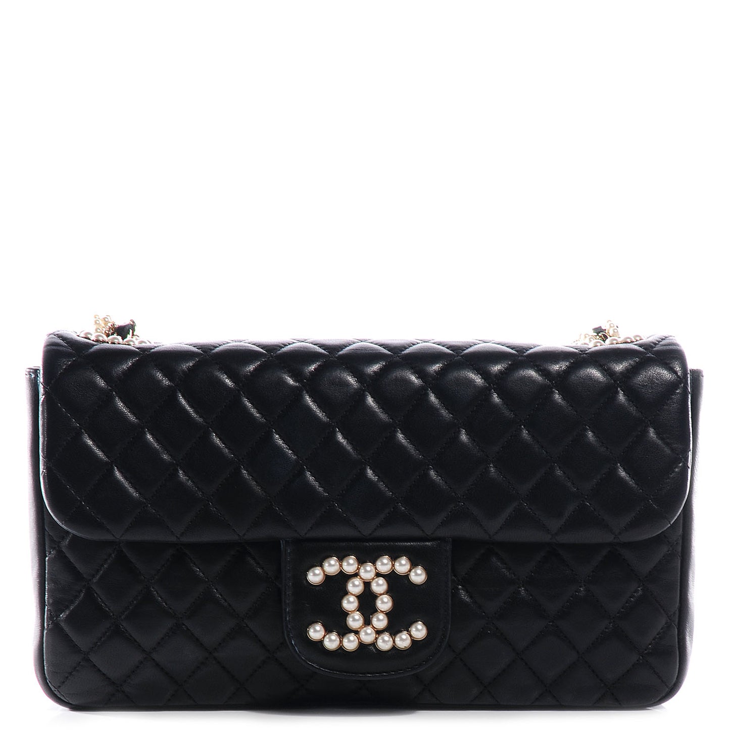 Lambskin Medium Westminster Pearl Flap Black