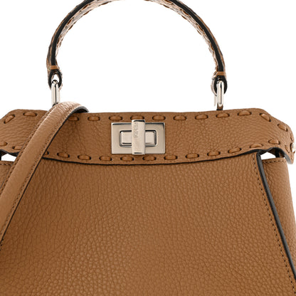 Fendi Cuoio Romano Snakeskin Selleria Mini Peekaboo Iconic Satchel Cappuccino 8 of 12