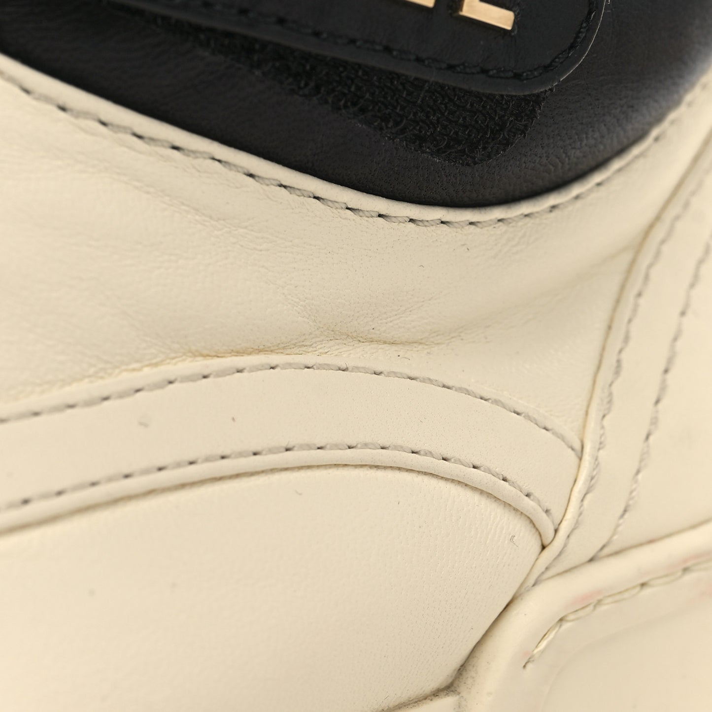 Lambskin Logo Strap Sneakers 37 Ivory Black