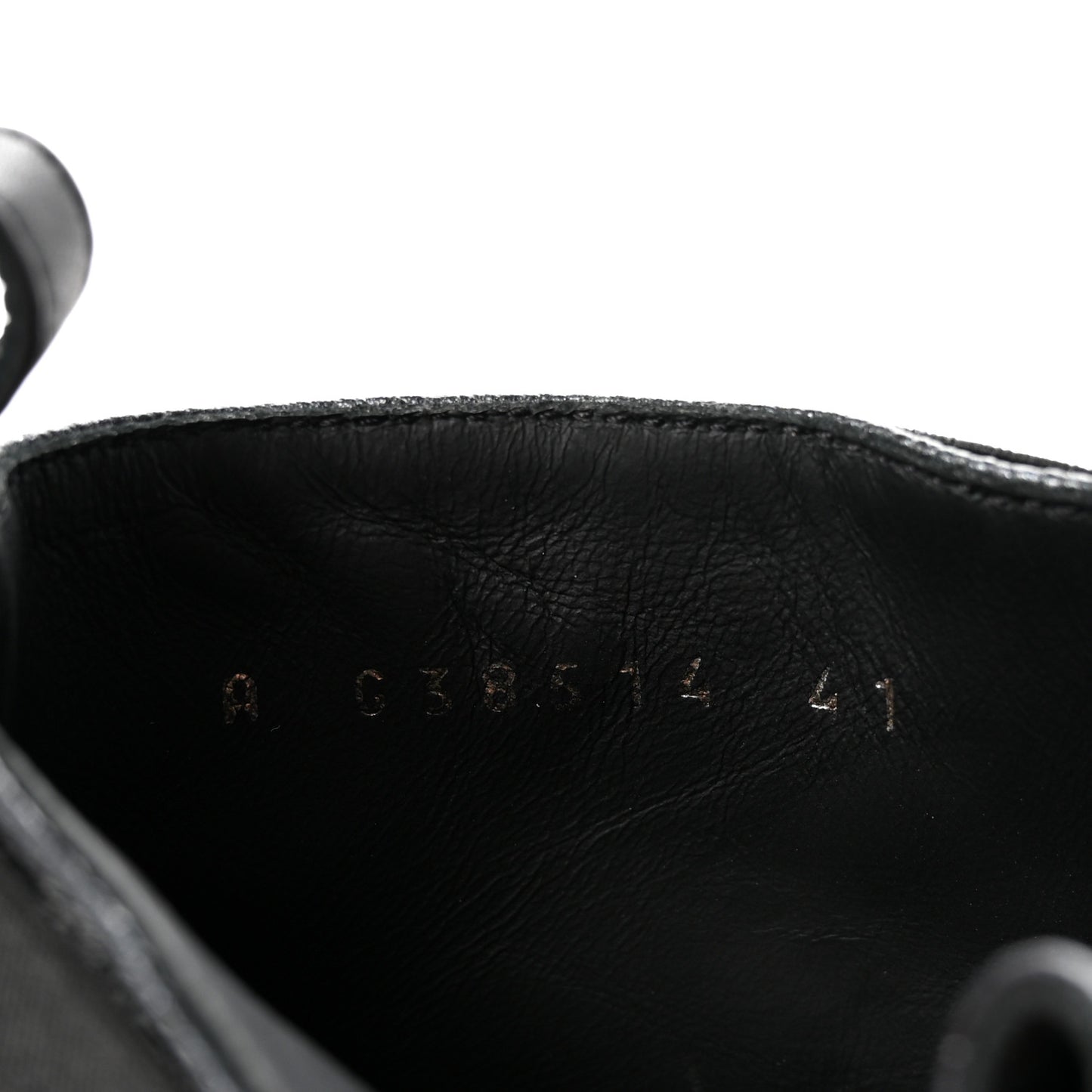 Pearly Calfskin Patent Calfskin Lace Up Combat Boots 41 Black