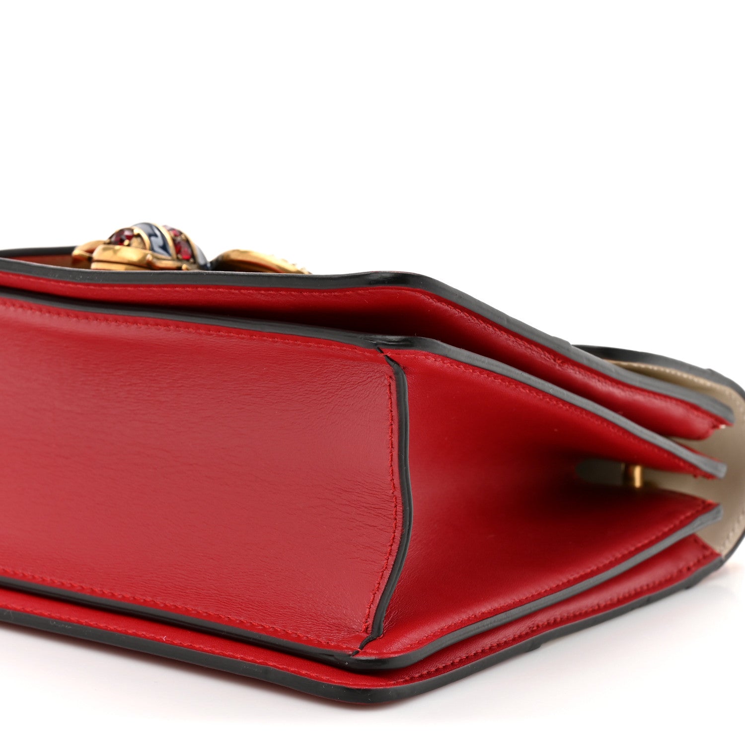 Gucci Calfskin Sylvie Web Small Queen Margaret Top Handle Bag Hibiscus Red Mystic White 9 of 16