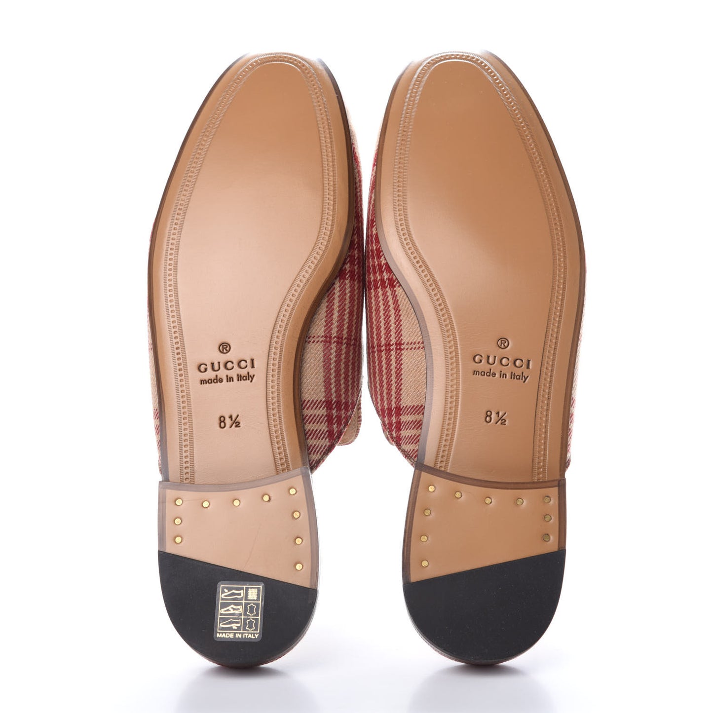 Canvas Tartan Mens Princetown Slippers 8.5 Camel Red Cuir