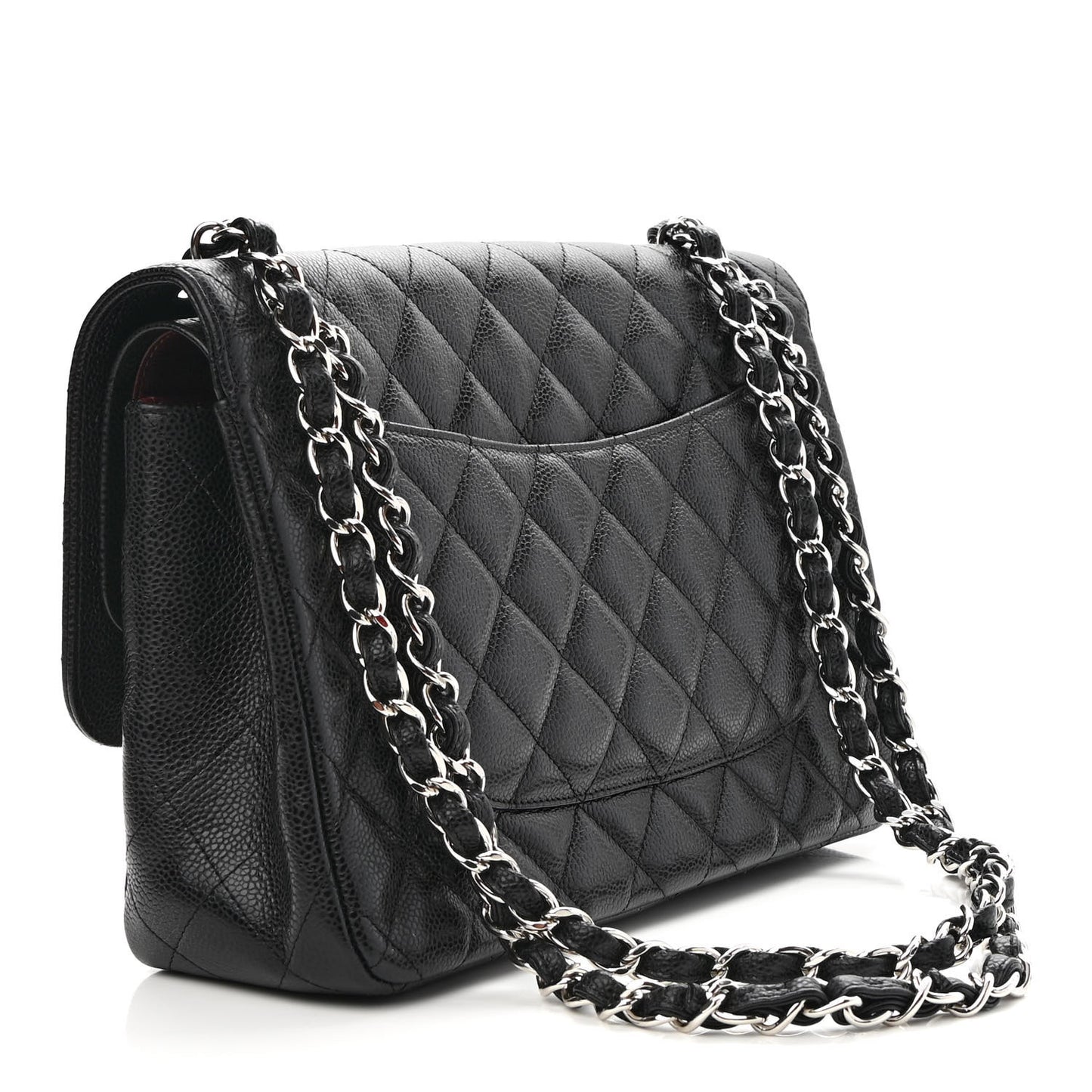 Caviar Quilted Jumbo Double Flap Black