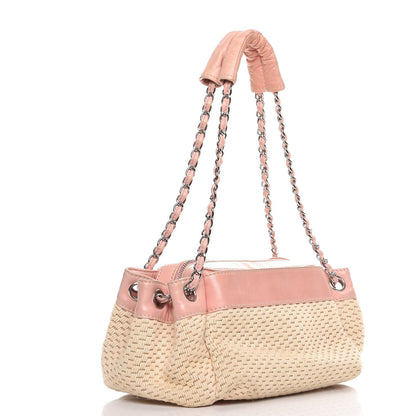 Chanel Canvas Woven Lambskin Lax Accordion Hobo Pink 4 of 14