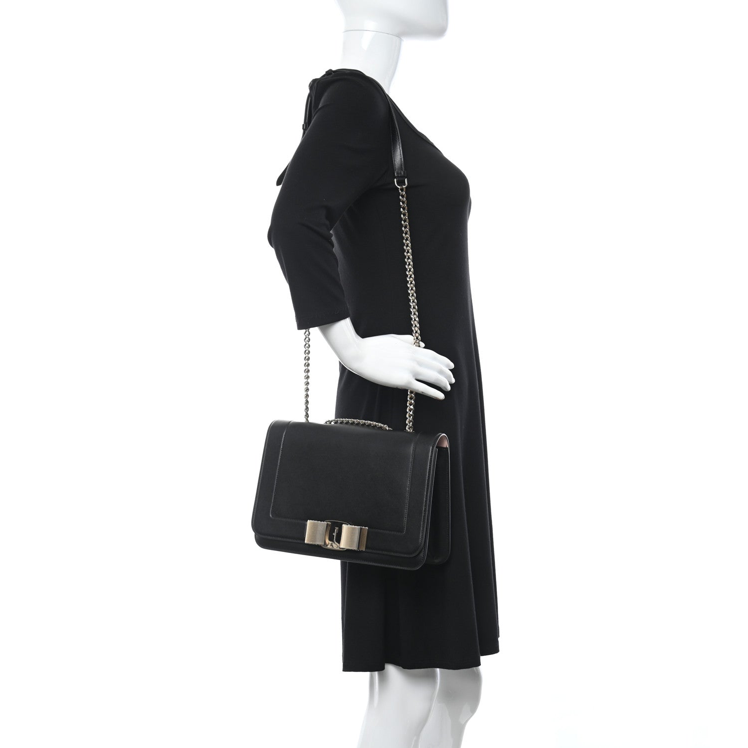 Salvatore Ferragamo Calfskin Vara Crossbody Bag Black Bonbon 2 of 10