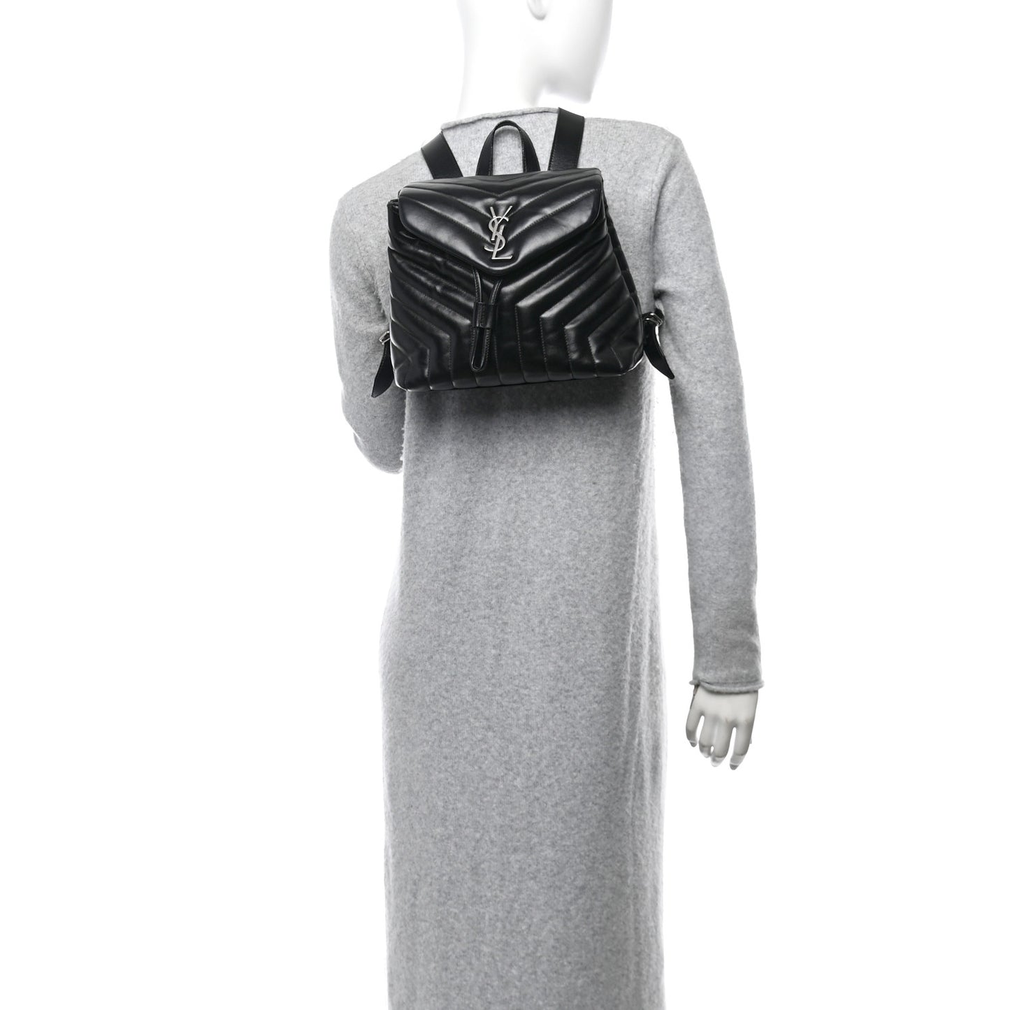 Calfskin Y Quilted Monogram Small Loulou Backpack Black