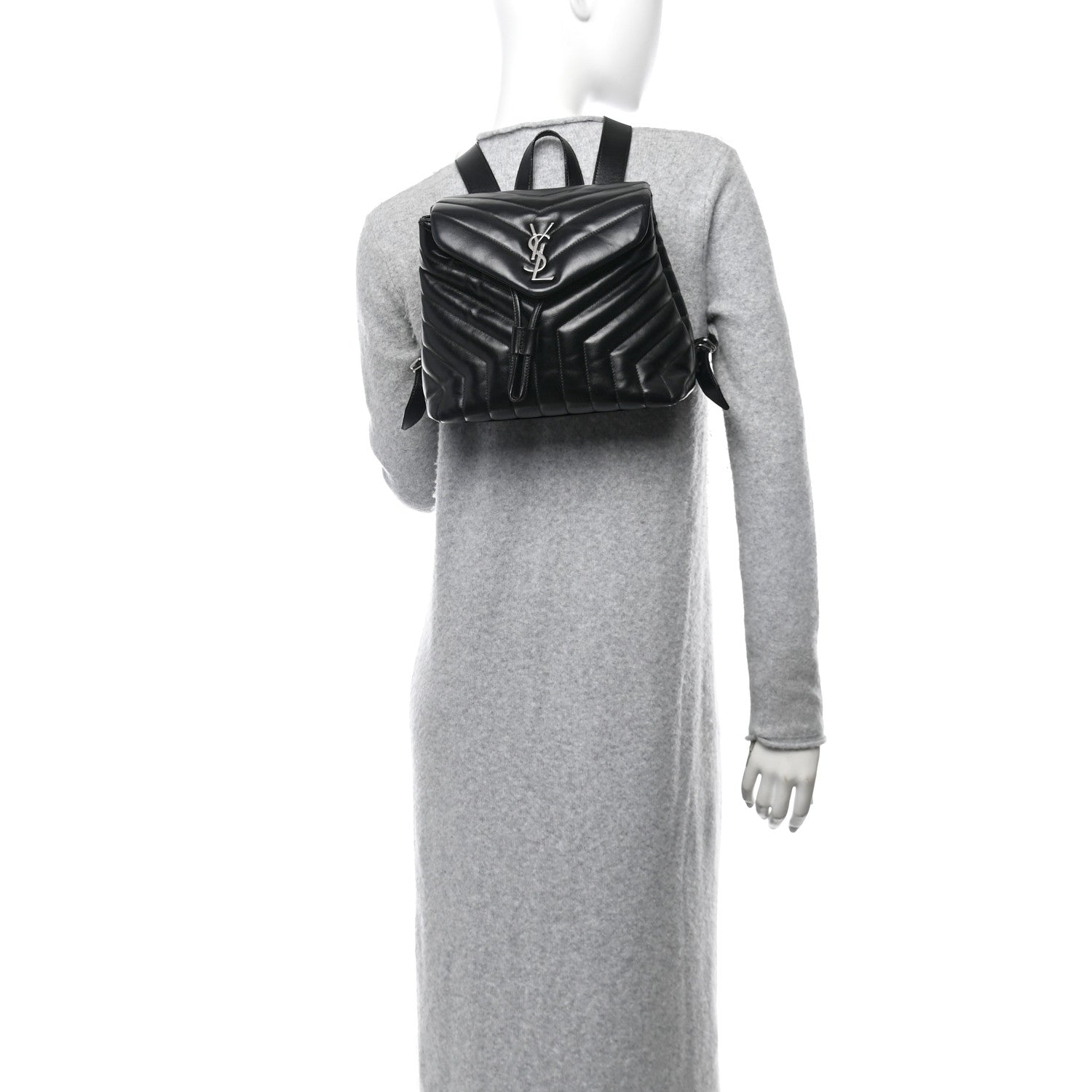 Saint Laurent Calfskin Y Quilted Monogram Small Loulou Backpack Black 2 of 10