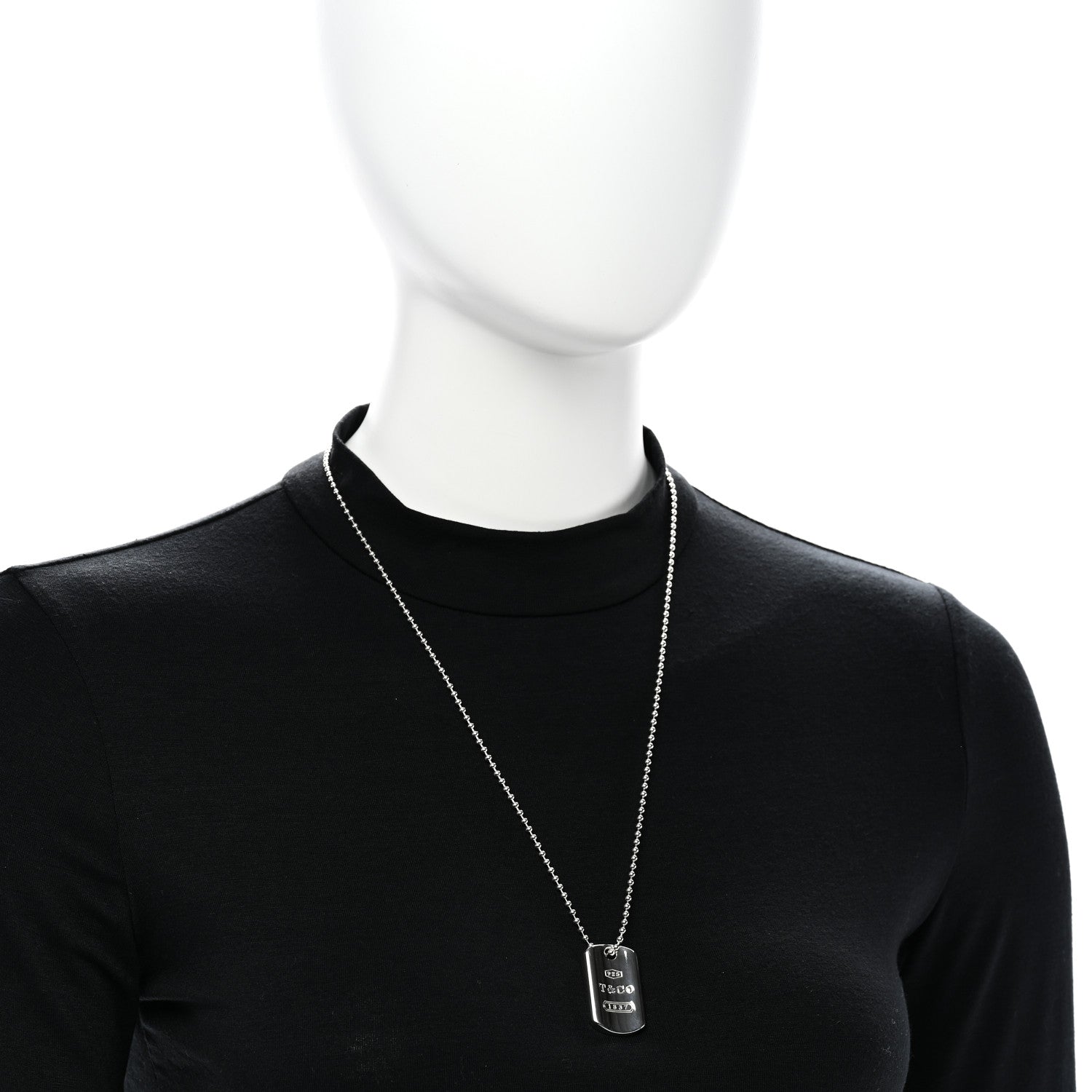 Tiffany Sterling Silver 1837 Dog Tag Pendant Necklace 2 of 5