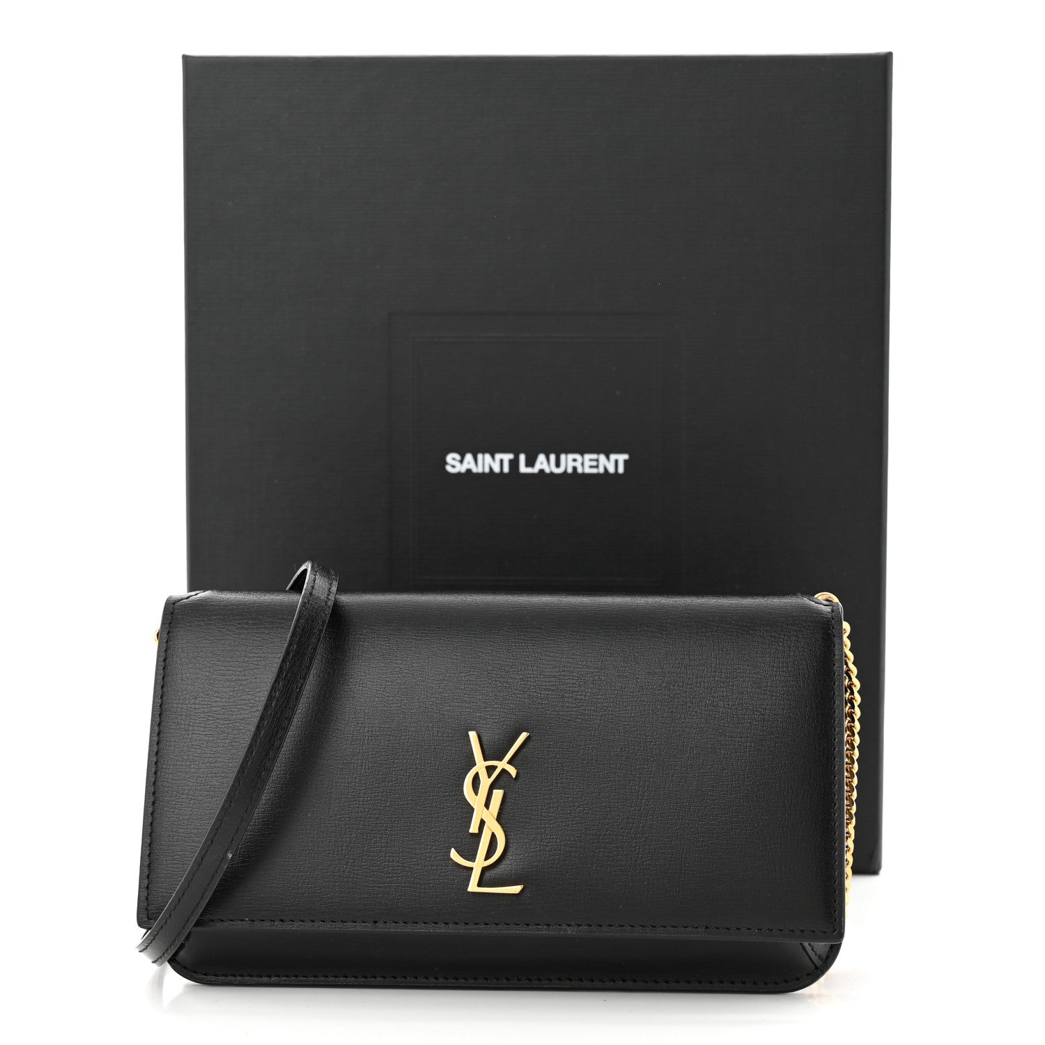 Saint Laurent Smooth Calfskin Monogram Phone Holder Crossbody Black 10 of 10