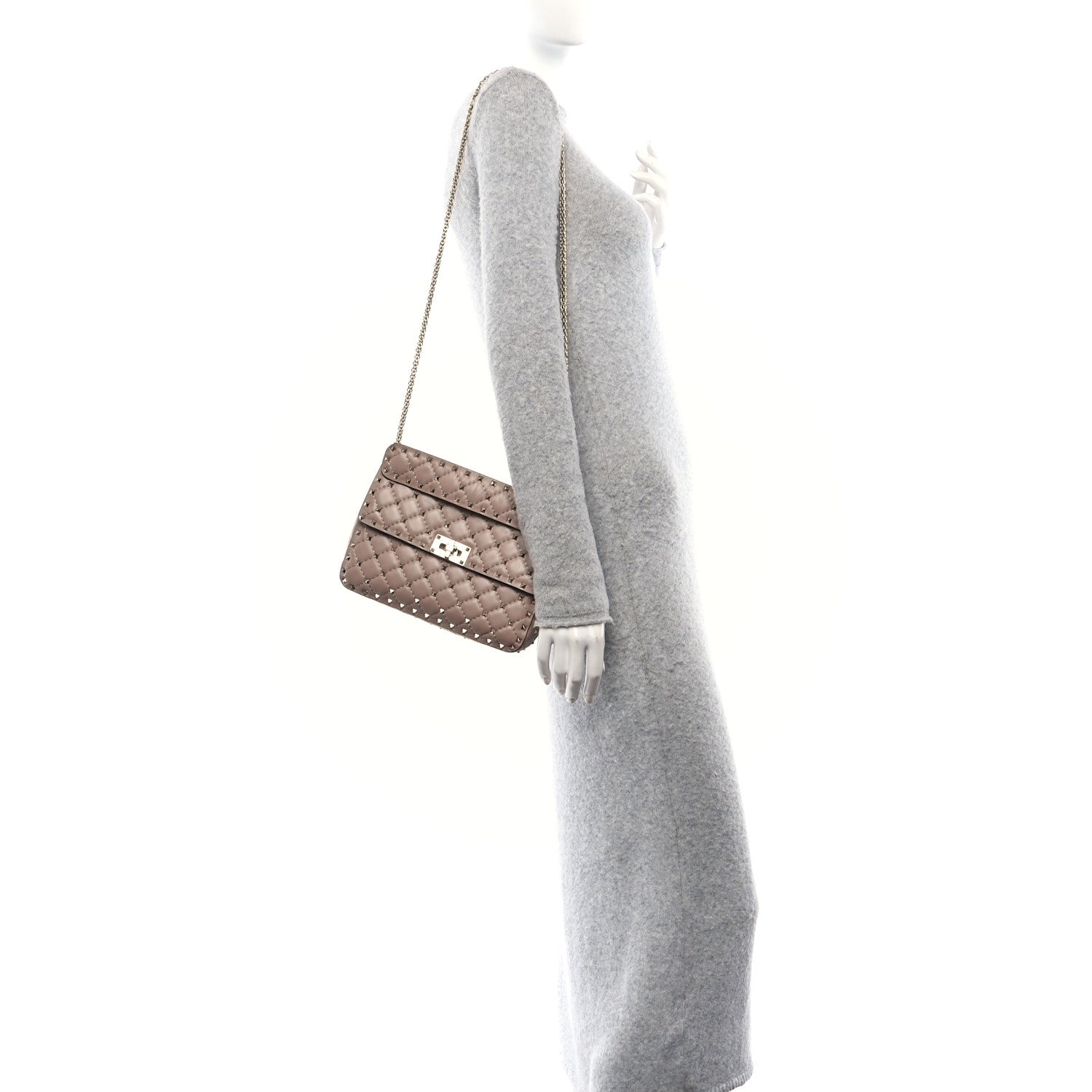 Valentino Garavani Lambskin Medium Rockstud Spike Shoulder Bag Poudre 2 of 9