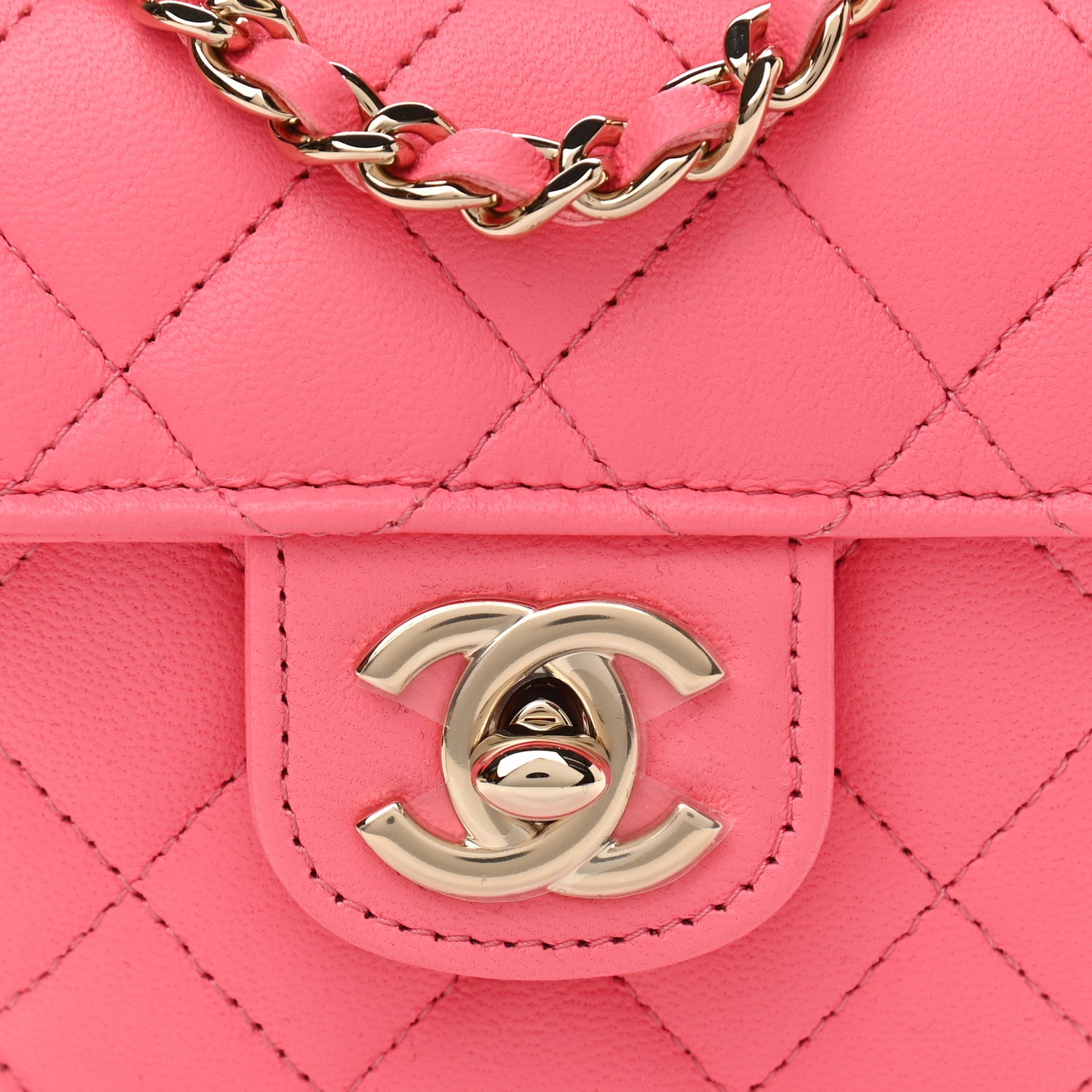 Lambskin Quilted CC In Love Heart Clutch With Chain Pink