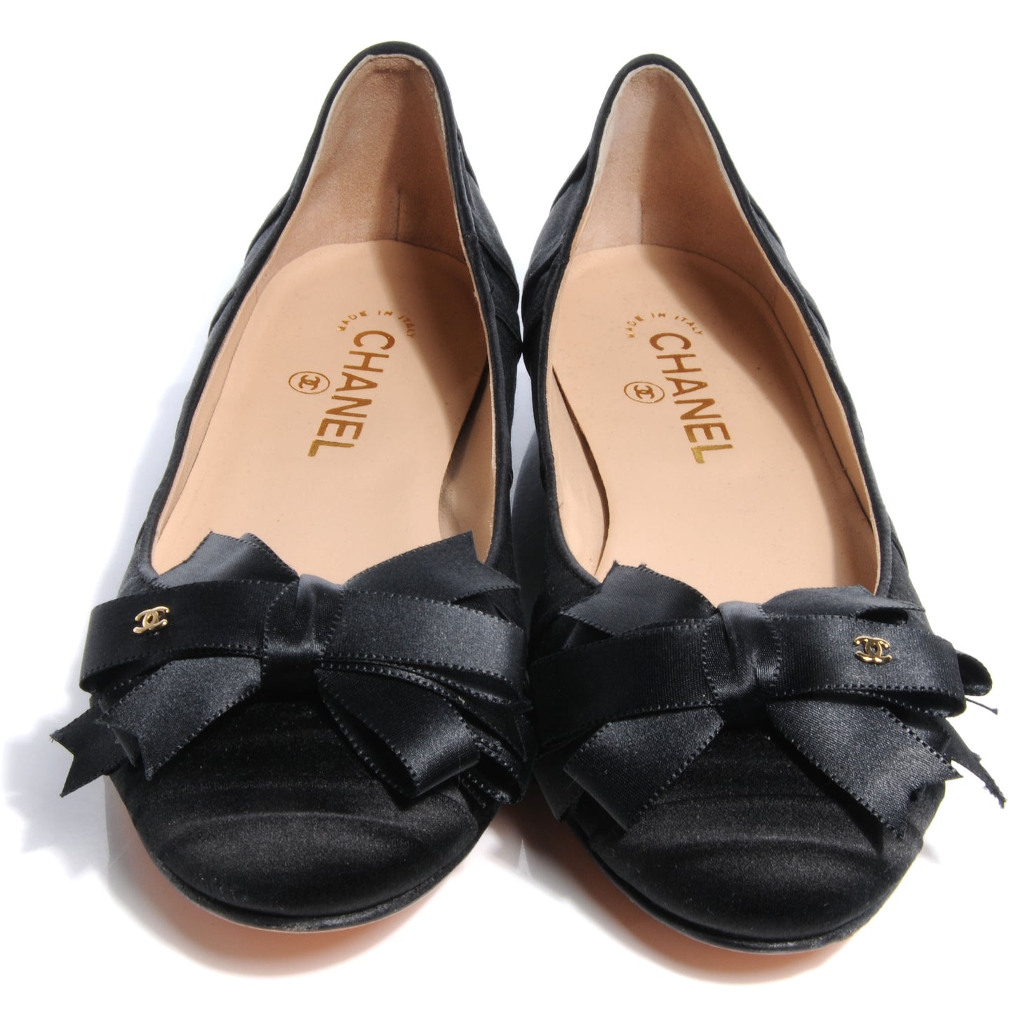 Satin CC Bow Flats 39 Black
