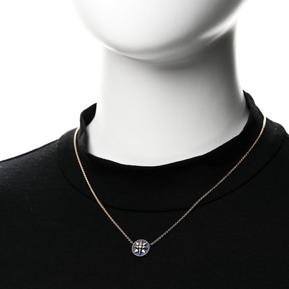 Christian Dior 18K Yellow Gold Diamond Lapis Lazuli Rose Des Vents Necklace 2 of 6