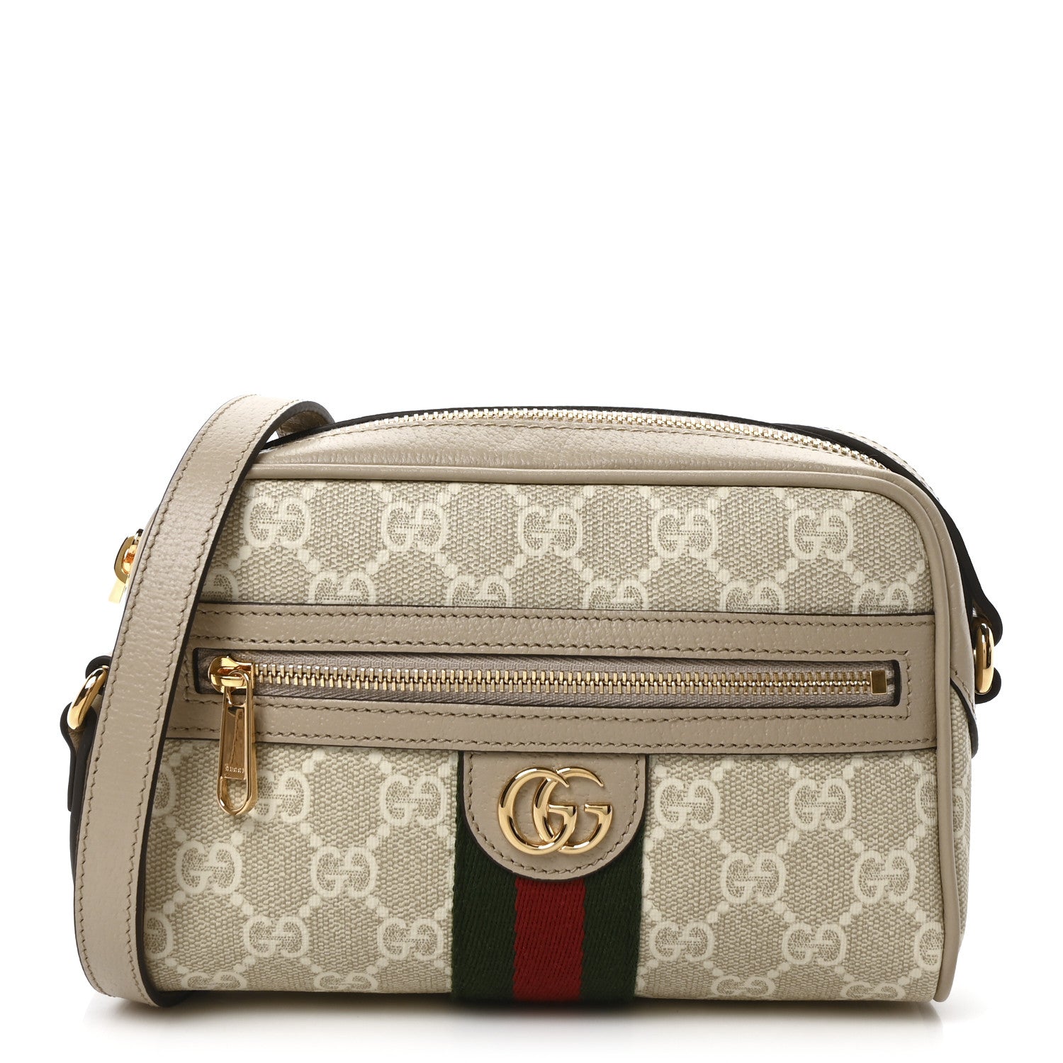 Gucci GG Supreme Monogram Textured Dollar Calfskin Mini Ophidia Shoulder Bag Beige Mystic White Oatmeal 1 of 11