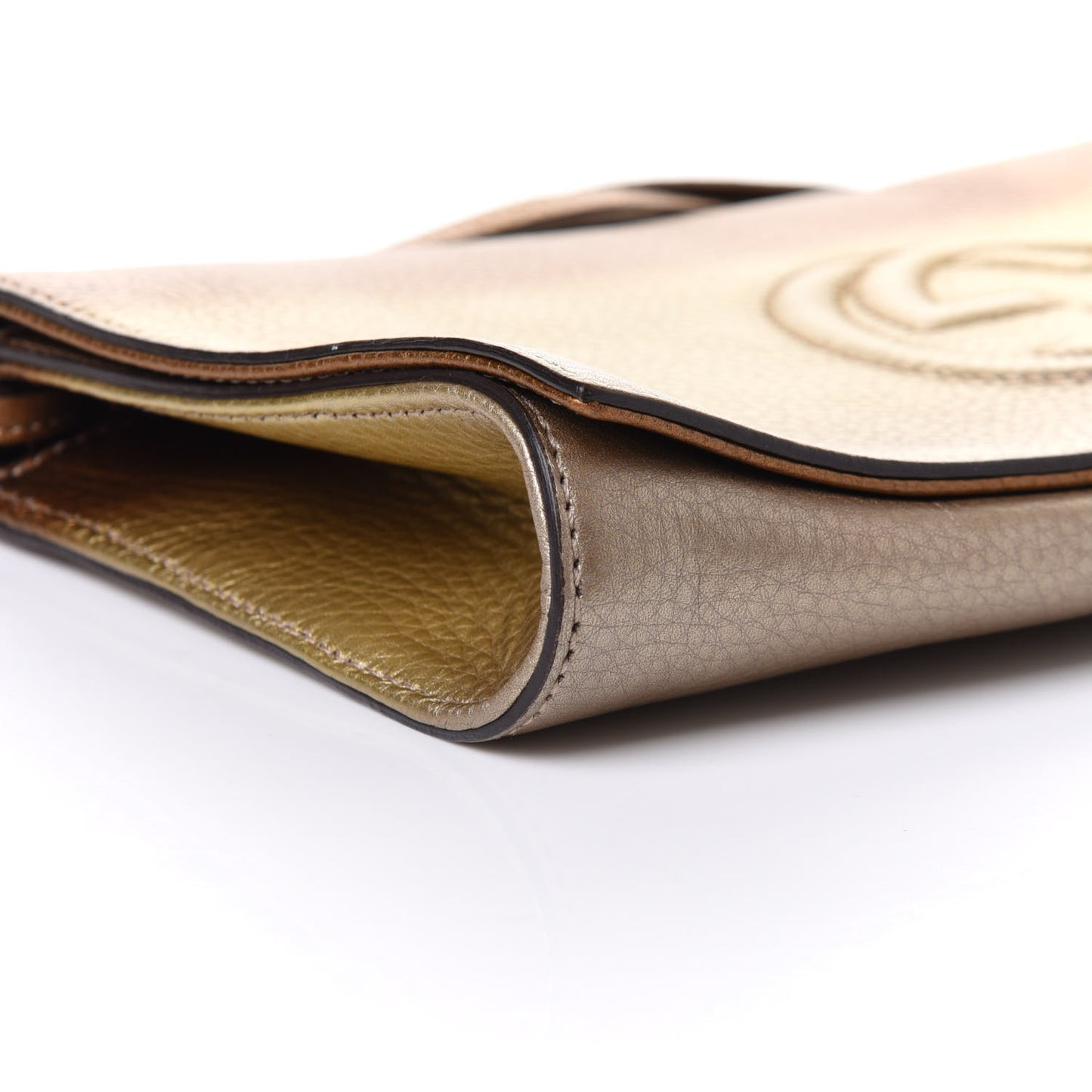 Metallic Pebbled Calfskin Medium Soho Clutch Gold Ombre