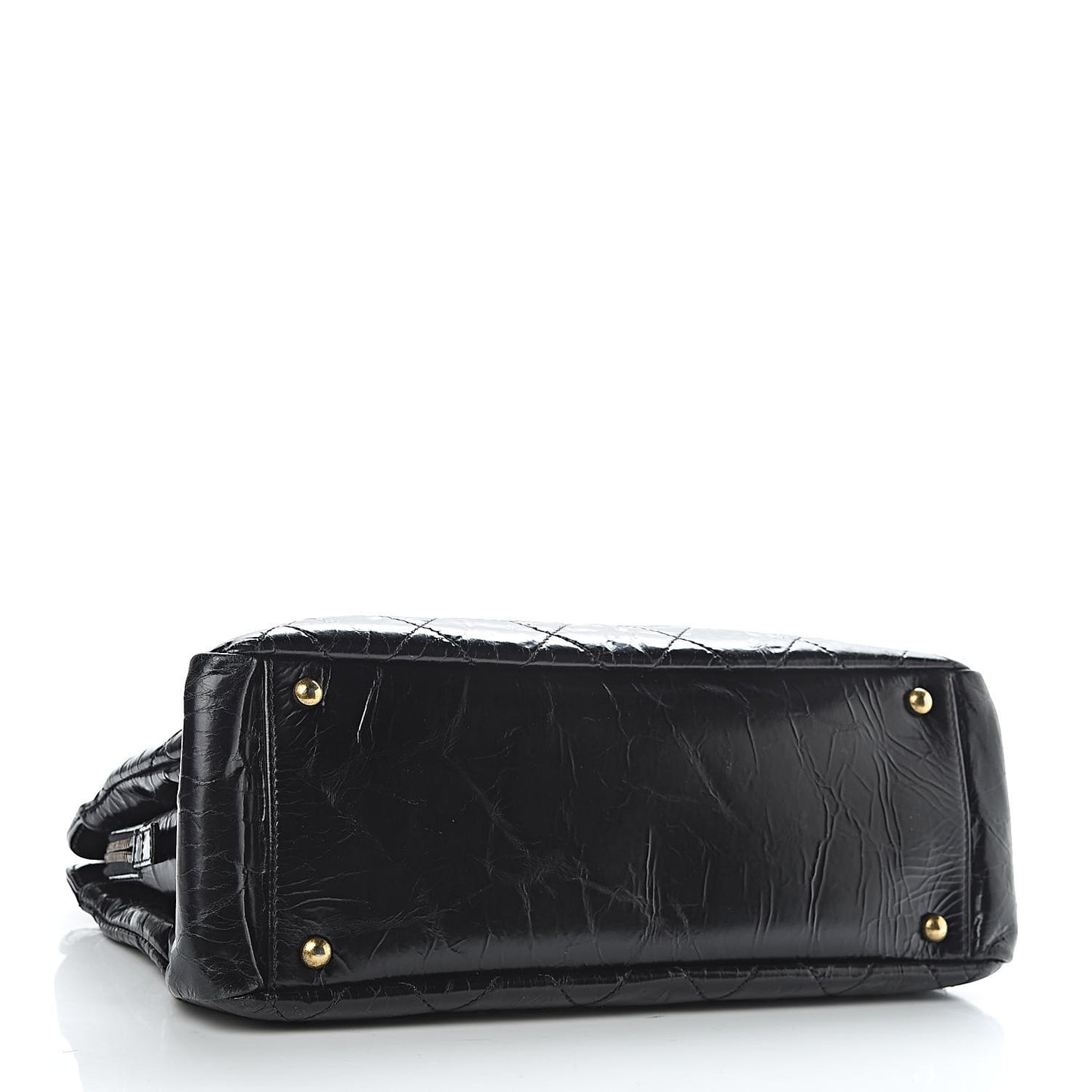 Glazed Crackled Calfskin Small Reissue Tote Black