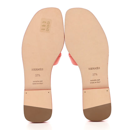 Hermes Epsom Oran Sandals 37.5 Rose Sorbet 5 of 8