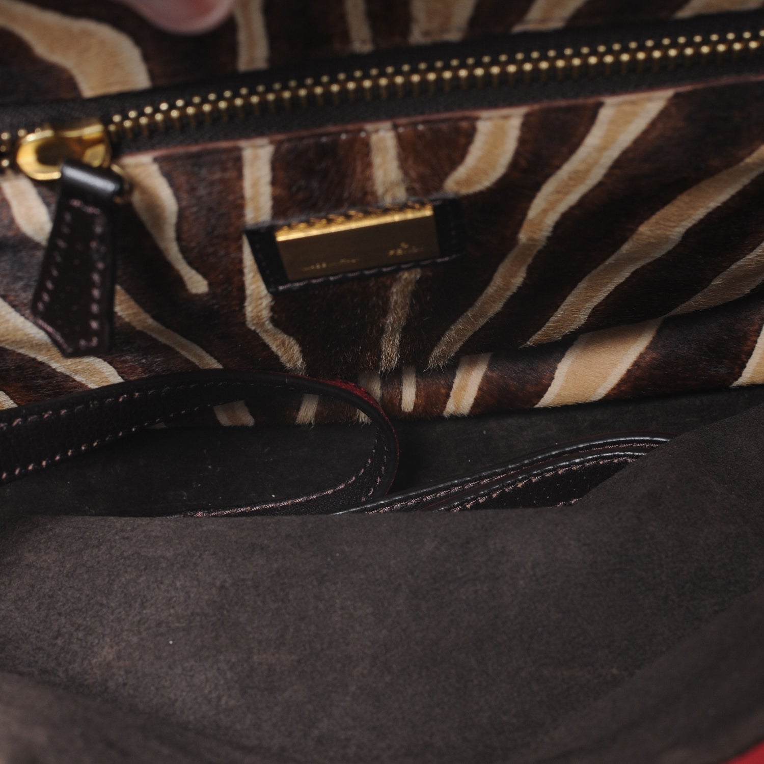 Fendi Goatskin Calf Hair Large Peekaboo Iconic Satchel Red 6 of 9