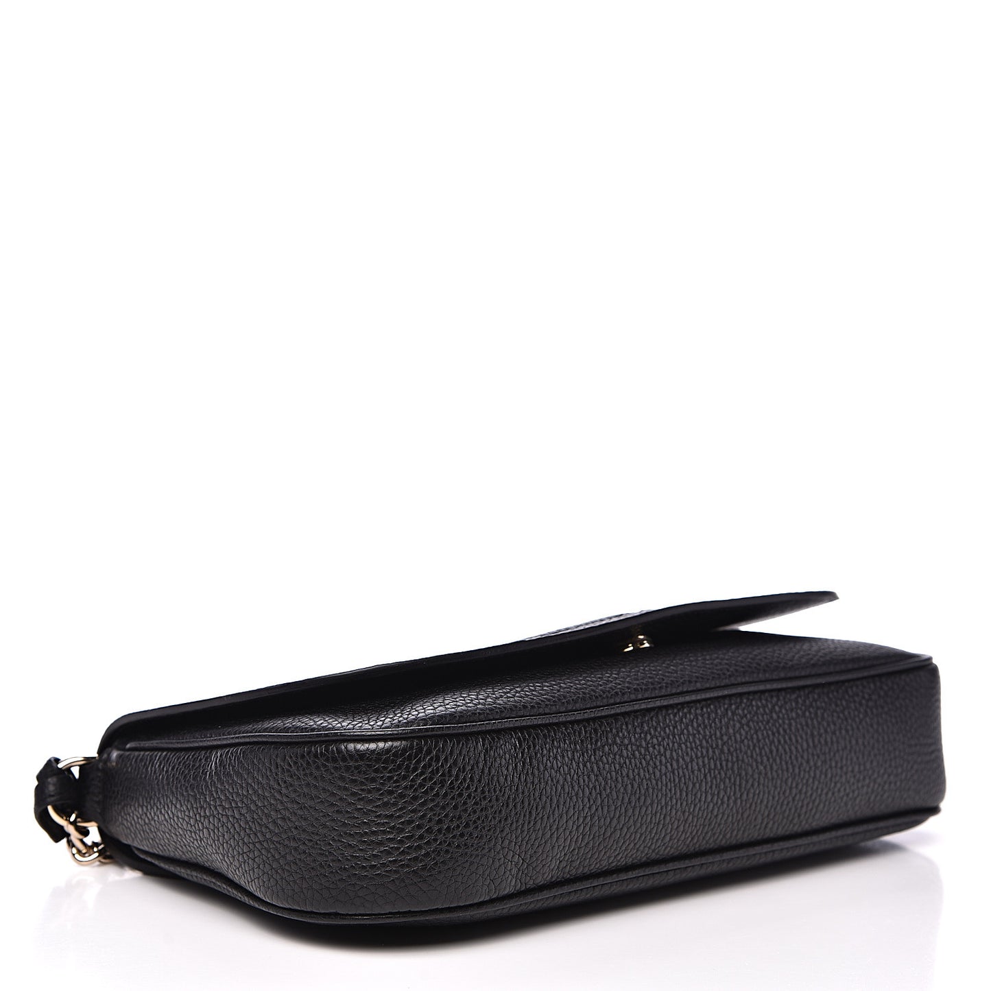 Pebbled Calfskin Medium Soho Flap Crossbody Black