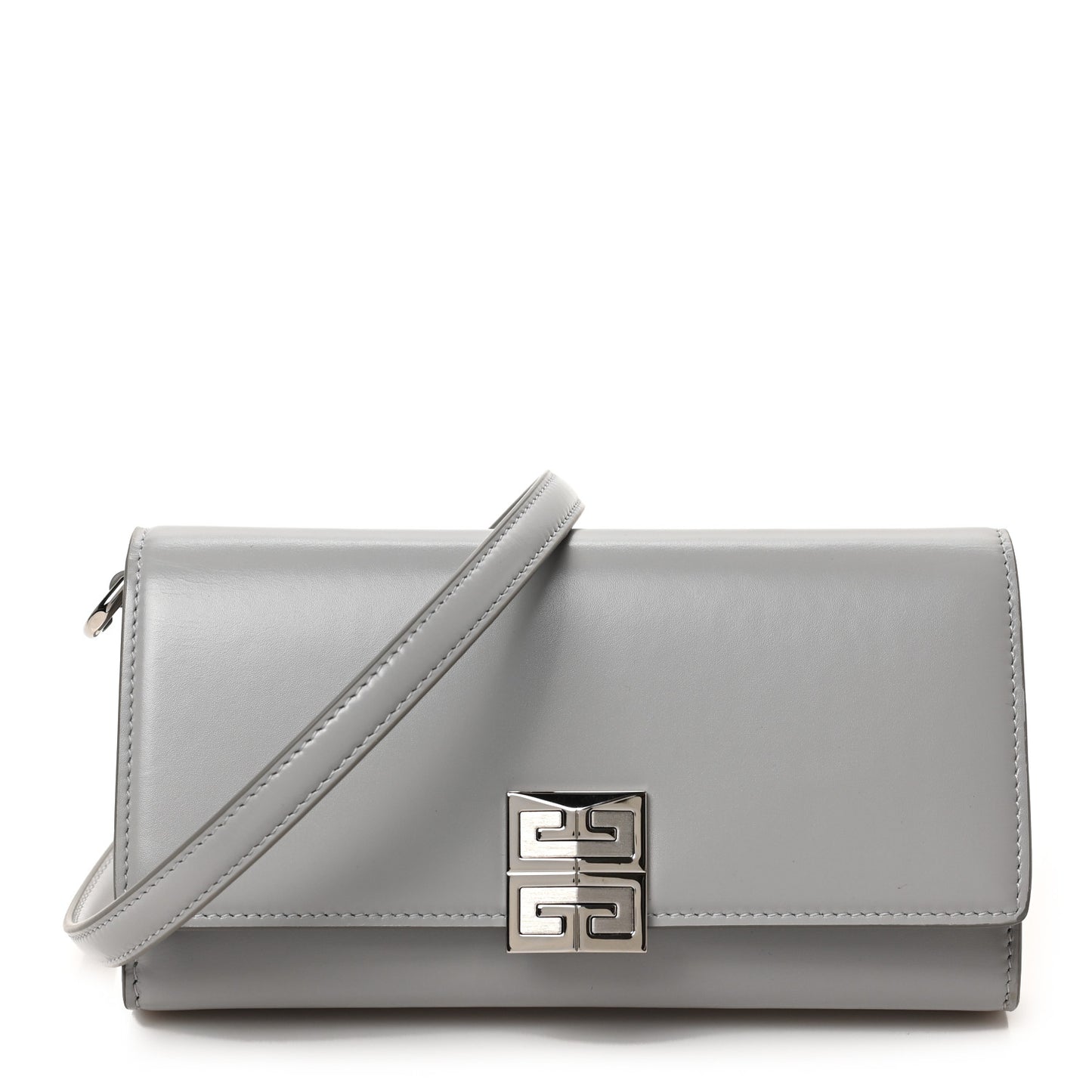 Calfskin 4G Wallet on Chain Cloud Grey