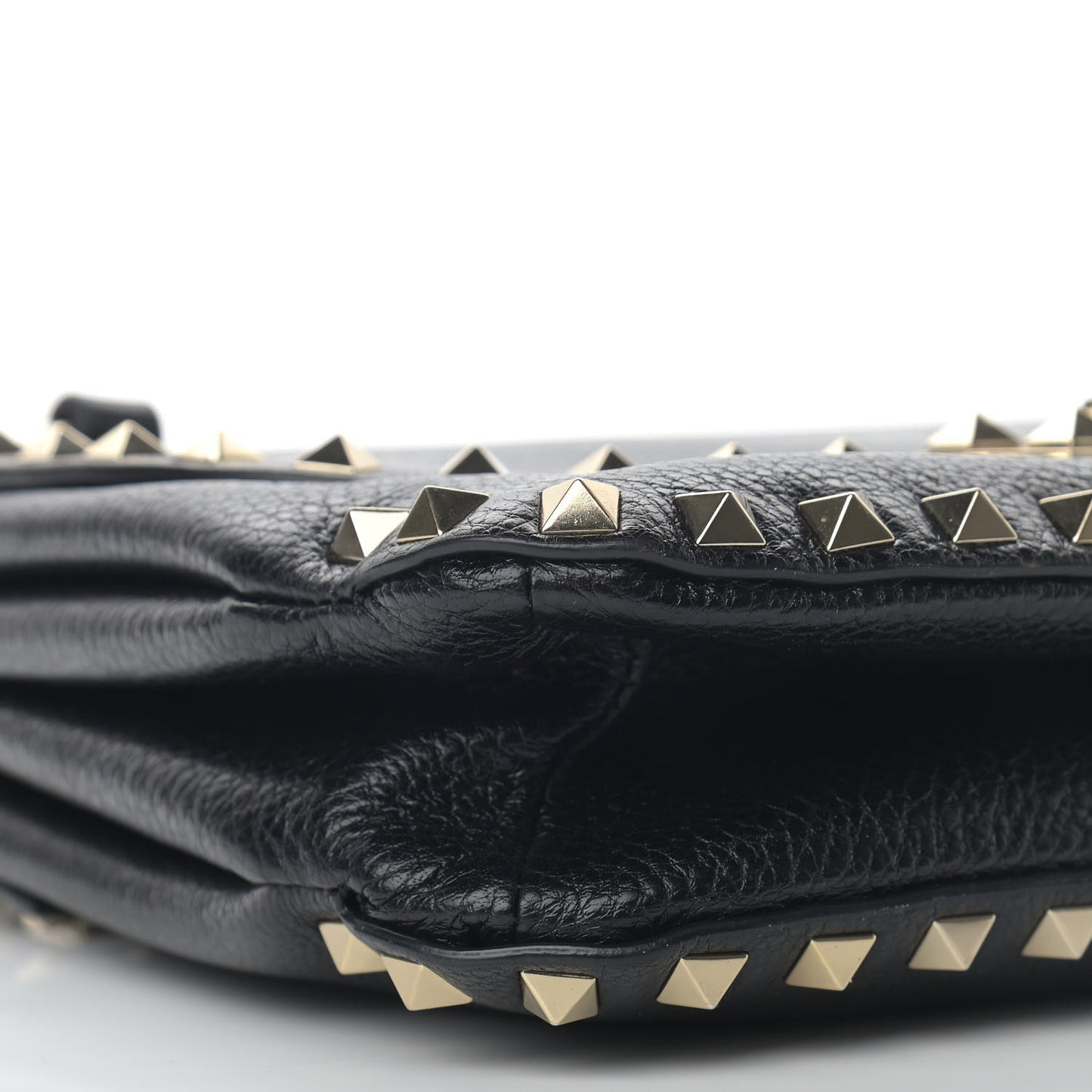 Pebbled Calfskin Small Rockstud Flap Crossbody Bag Black