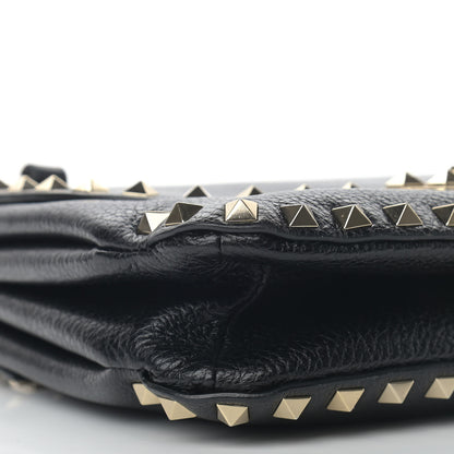 Valentino Garavani Pebbled Calfskin Small Rockstud Flap Crossbody Bag Black 8 of 10