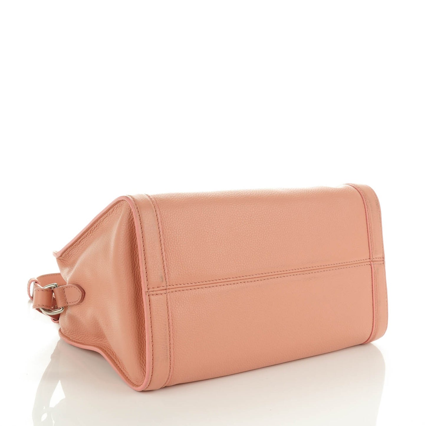 Pebbled Calfskin Small Skull Padlock Zip Around Tote Pink