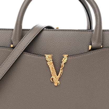 Versace Grainy Calfskin Virtus Top Handle Tote Grey 8 of 11