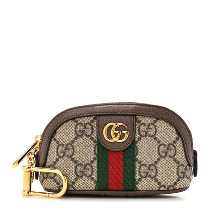 Gucci GG Supreme Monogram Web Ophidia Dome Key Pouch Beige New Acero 1 of 7