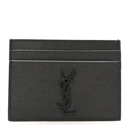 Saint Laurent Grain De Poudre Monogram Monochrome Credit Card Case Grey 1 of 8